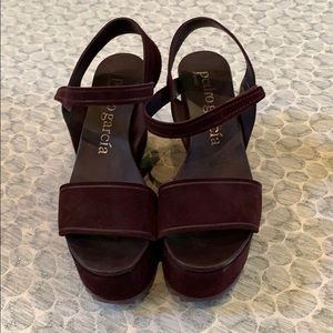 Pedro Garcia burgundy suede platform sandals